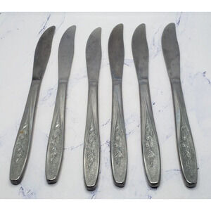 Superior Stainless Steel Flatware USA Radiant Rose Butter Knives Set Of 6